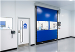 A fabric high speed door used in a cleanroom environment of pharmaceutical manufacturer Gallery Thumbnail