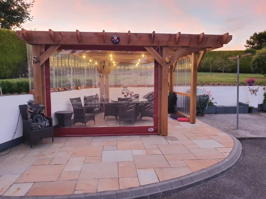 Gazebo Side Panel in Burgundy PVC and Clear Pvc Gallery Image