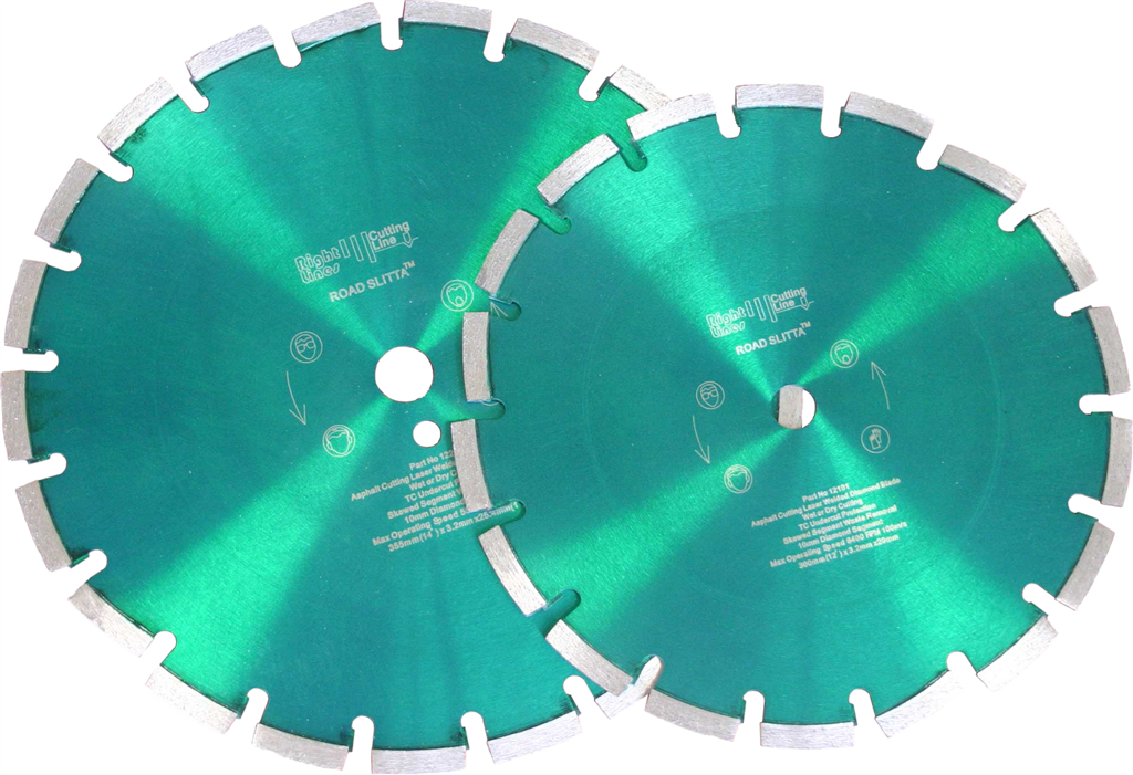 Road Slitta diamond blades have several skewed sections to remove abrasive slurry and TC inserts to protect the segments. They have laser welded segments designed to cut concrete, so  you can use these Gallery Image