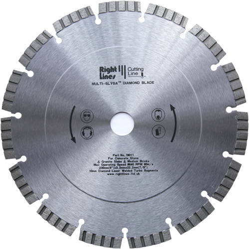 Multi-Slysa Diamond Blades enable contractors to use 1 diamond blade to quickly cut a wide range of stone, concrete and brick. Gallery Image