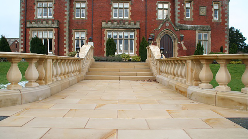 Sandstone paving and balustrade to a private property Gallery Image