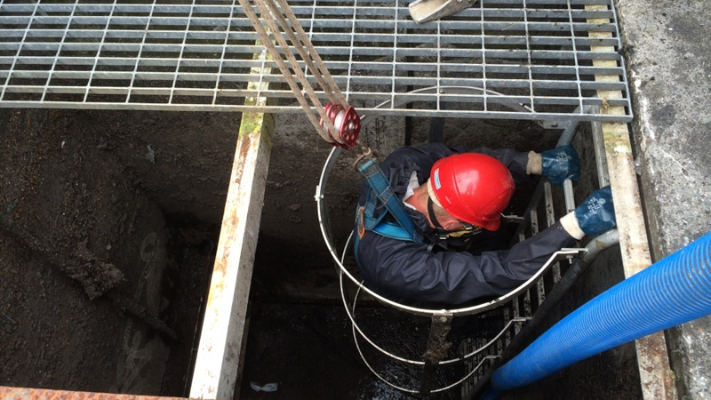 Here a good example of one of our technician performing a confined space access  Gallery Image