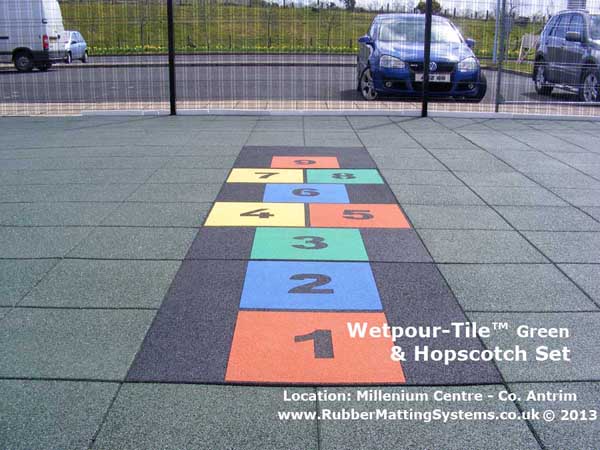 child safe - wetpour tile -  rubber matting systems - hopscotch Gallery Image