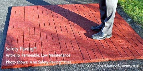 non slip patio - safety paving - red - man standing on tile Gallery Image