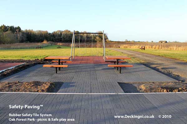 anti slip outdoor - rubber safety paving - grey - oak forest park Gallery Image
