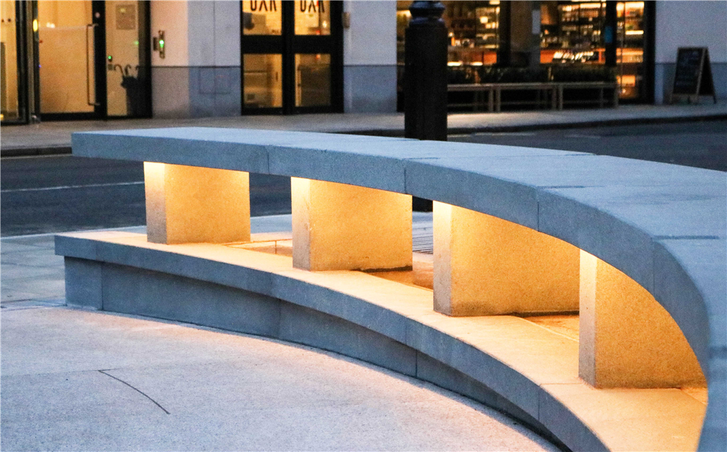 Leaf Green Granite bench, Chiltern Place, London w1 Gallery Image