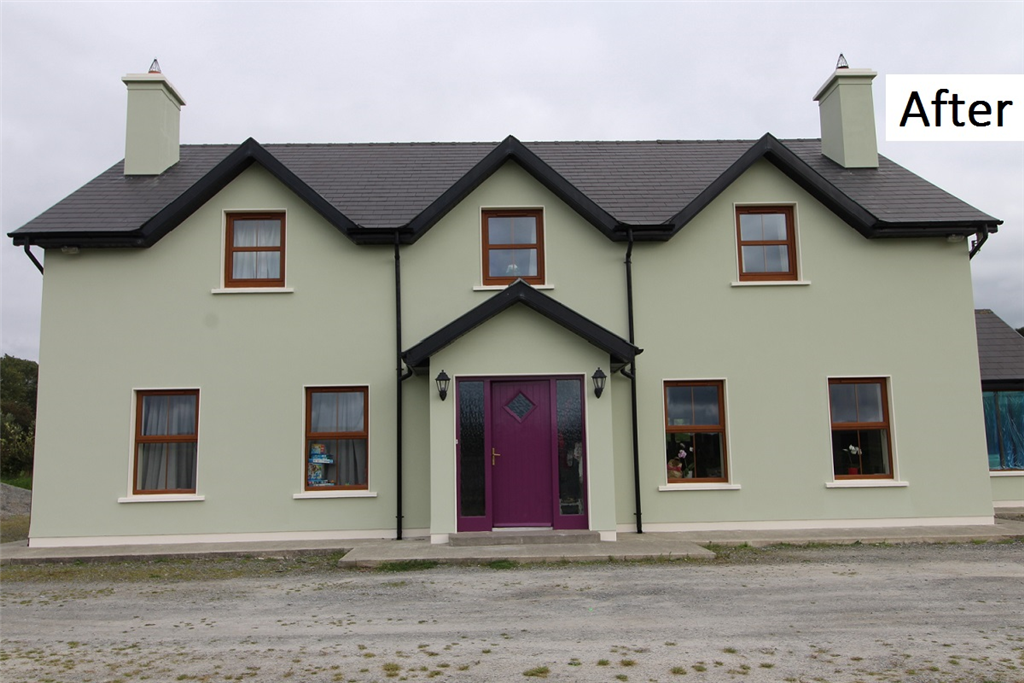 House, exterior, painting, green, Sto Lotusan, painters Cork Gallery Image