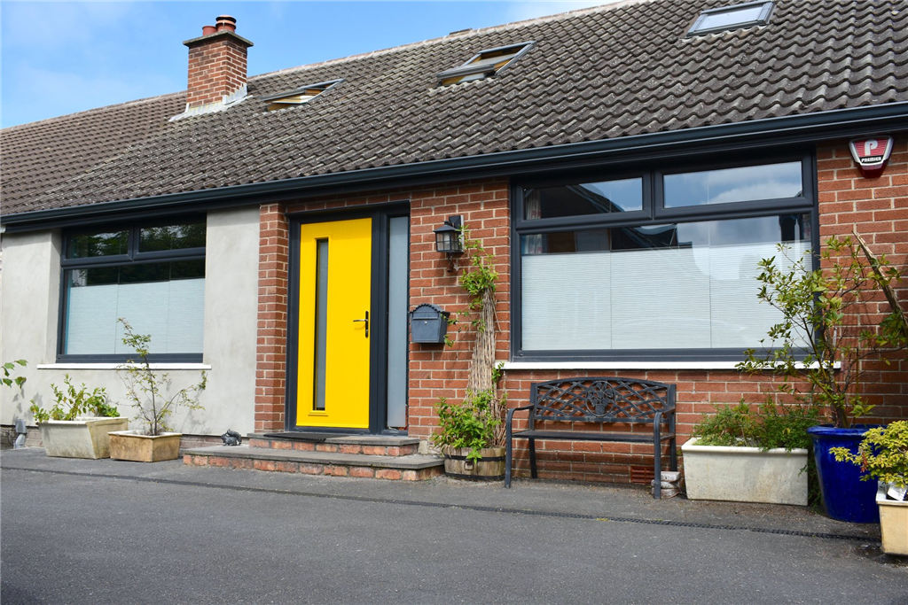 Anthracite grey windows and yellow composite door with matching grey frames Gallery Image