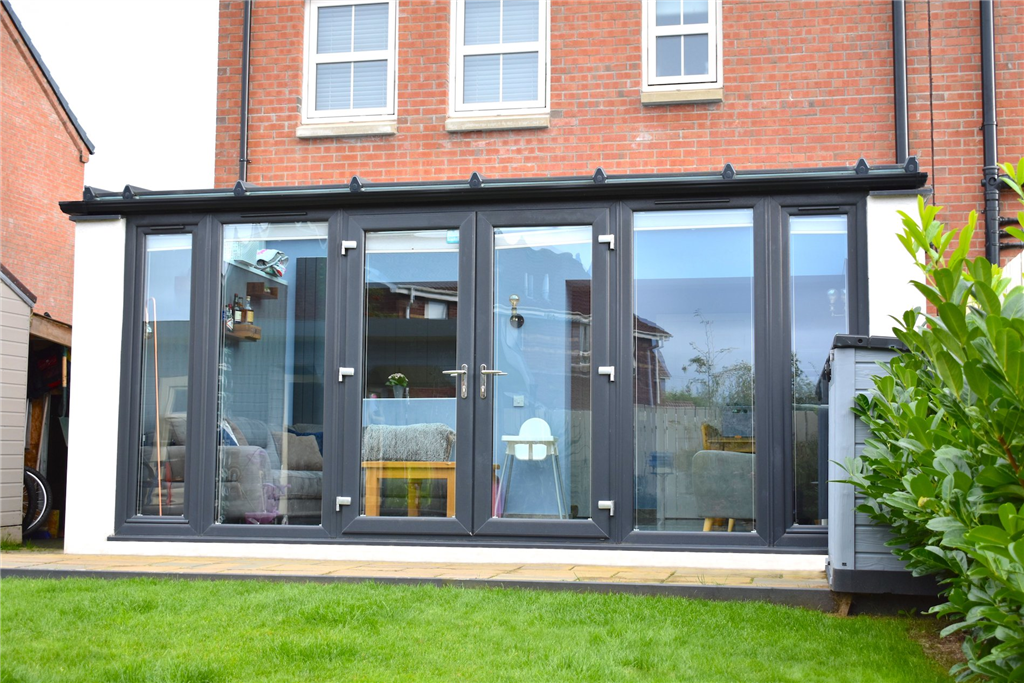 Large lean to conservatory in anthracite grey Gallery Image