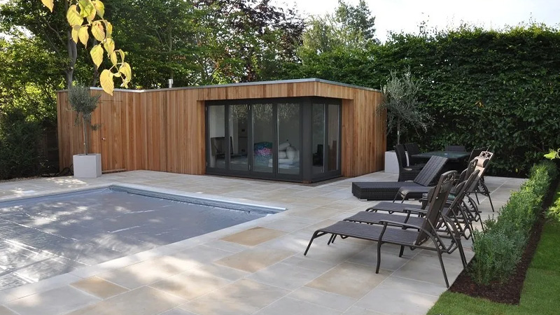 Studio room next to swimming pool in Hertfordshire built with SIP panels  Gallery Image