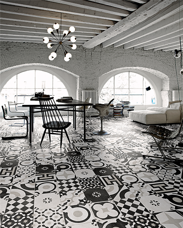 The Cementine Black and White Series is a 200x200 mm decorative monochrome porcelain that provides the charm and elegance of a vintage effect. Gallery Image