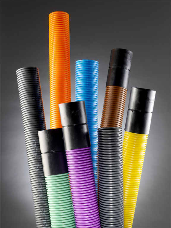 Twinwall flexible ducting - available in coils or sticks. Available from Naylor Plastics - 01226 790591 Gallery Image
